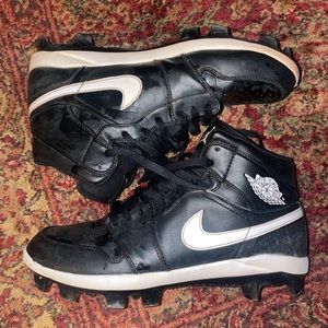 Nike Air Jordan 1 Retro MCS Baseball Cleats Black Molded AV5354-001 Size 10